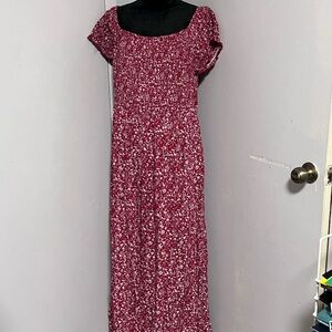 SHEIN Burgundy Floral Maxi Dress